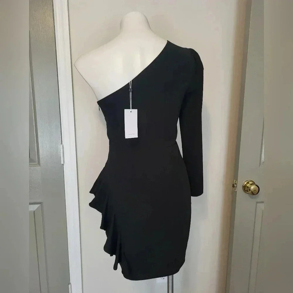 Lovers and Friends Jett Black One Shoulder Asymmetrical Neck Mini Dress(S)NWT - Picture 8 of 13